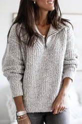 Lässiger Pullover mit Reißverschluss und Kragen (6 Farben)